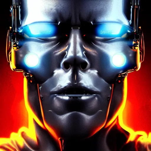 Image similar to portrait of terminator, circuit board background, soft light, 4 k, very detailed, artstation