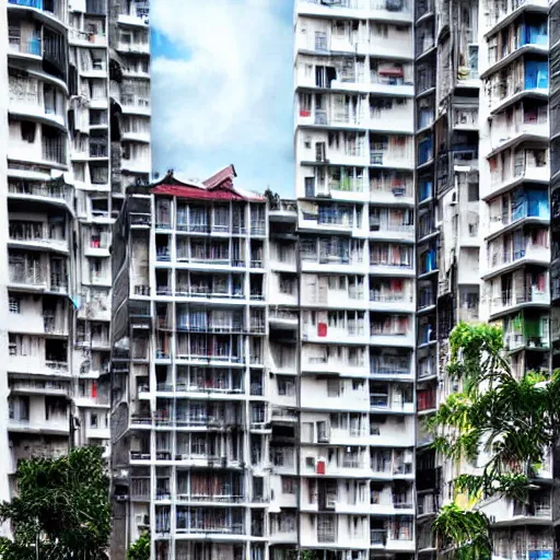 Image similar to a singaporean hdb flat, by greg rutkowski