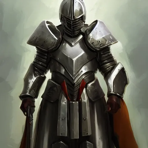 Prompt: armored priest with white armor and a full helmet, by greg rutkowski, in the style of magic the gathering