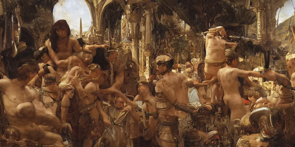 Image similar to masterpiece mnemonics of Mesopotamian lie, by Edgar Maxence and Ross Tran and Michael Whelan and Da Vinci and Caravaggio and J.M.W Turner and Bruegel intricate line drawings, cinematic, establishing shot, 4k resolution,