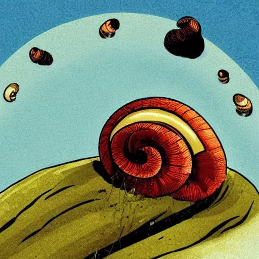Prompt: illustration for arkady and boris strugatsky's book snail on the slope
