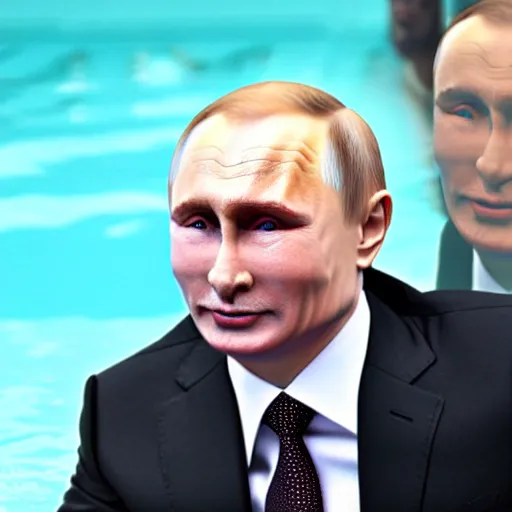 Image similar to Putin aquatic disco, hyper realistic photo