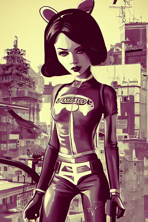 Image similar to ant girl, cleanest posse, cleanest content without duplication, justify, realistic parallel content, hyperrealistic anatomy, violet polsangi pop art, gta chinatown wars art style, sharp focus, bioshock infinite art style, incrinate, rgba color, white frame, balance proportion content