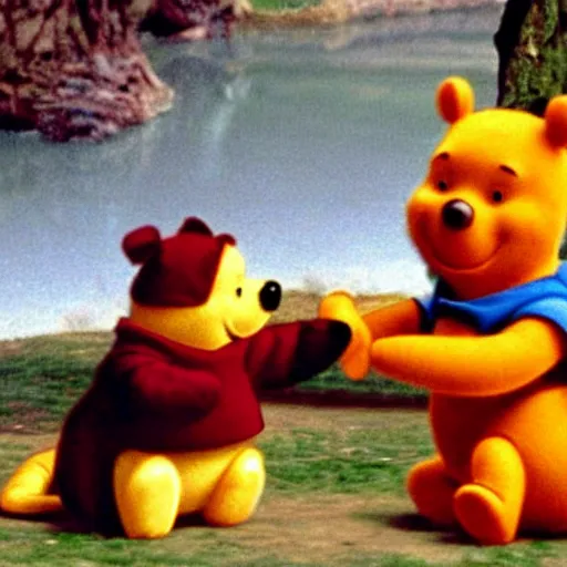 Image similar to A still of Winne the Pooh as Keanu Reeves