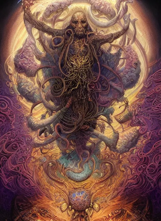 Image similar to duncan trussell, shamanic poster lsd art, intricate, elegant, highly detailed, centered, digital painting, artstation, concept art, smooth, sharp focus, illustration, artgerm, tomasz alen kopera, peter mohrbacher, donato giancola, joseph christian leyendecker, wlop, frank frazetta