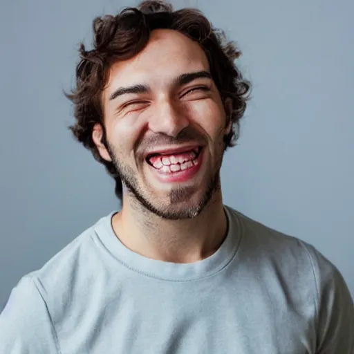 Image similar to person with an unnaturally large grin