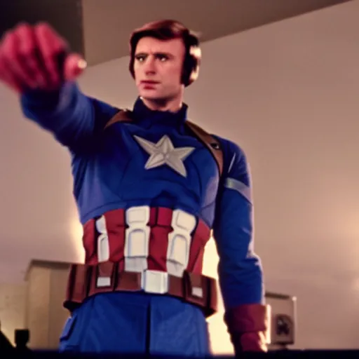 Image similar to film still of captain america in doctor who ( 1 9 7 5 )