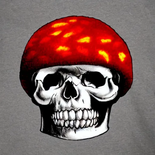 Image similar to skull exploding into mushrooms