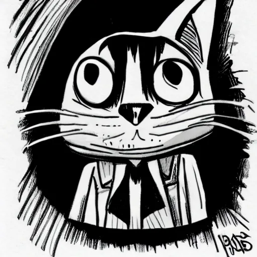 Image similar to A cat drawn by Jhonen Vasquez