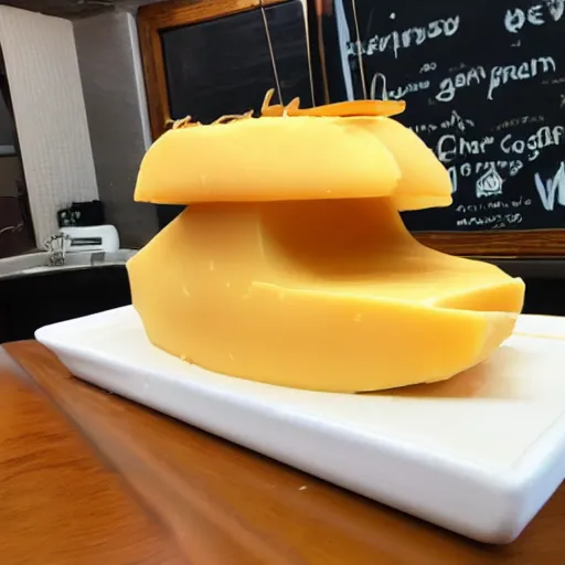 Image similar to a boat made out of cheese