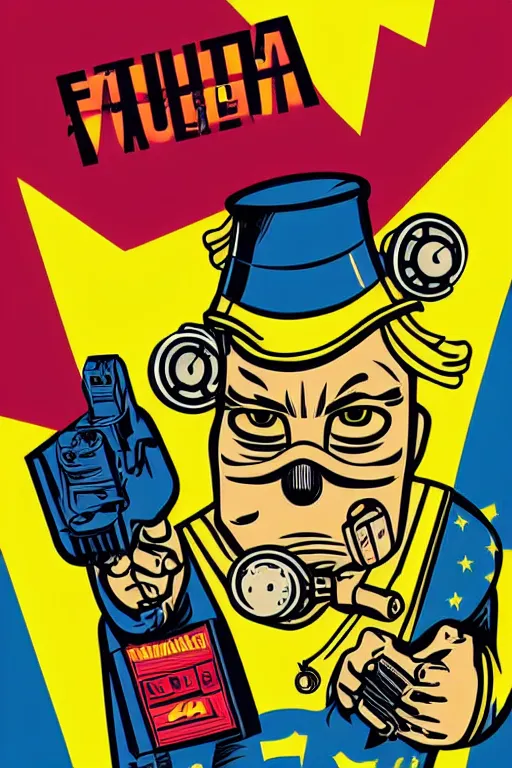 Image similar to fallout 7 6 retro futurist illustration art by butcher billy, sticker, colorful, illustration, highly detailed, simple, smooth and clean vector curves, no jagged lines, vector art, smooth andy warhol style