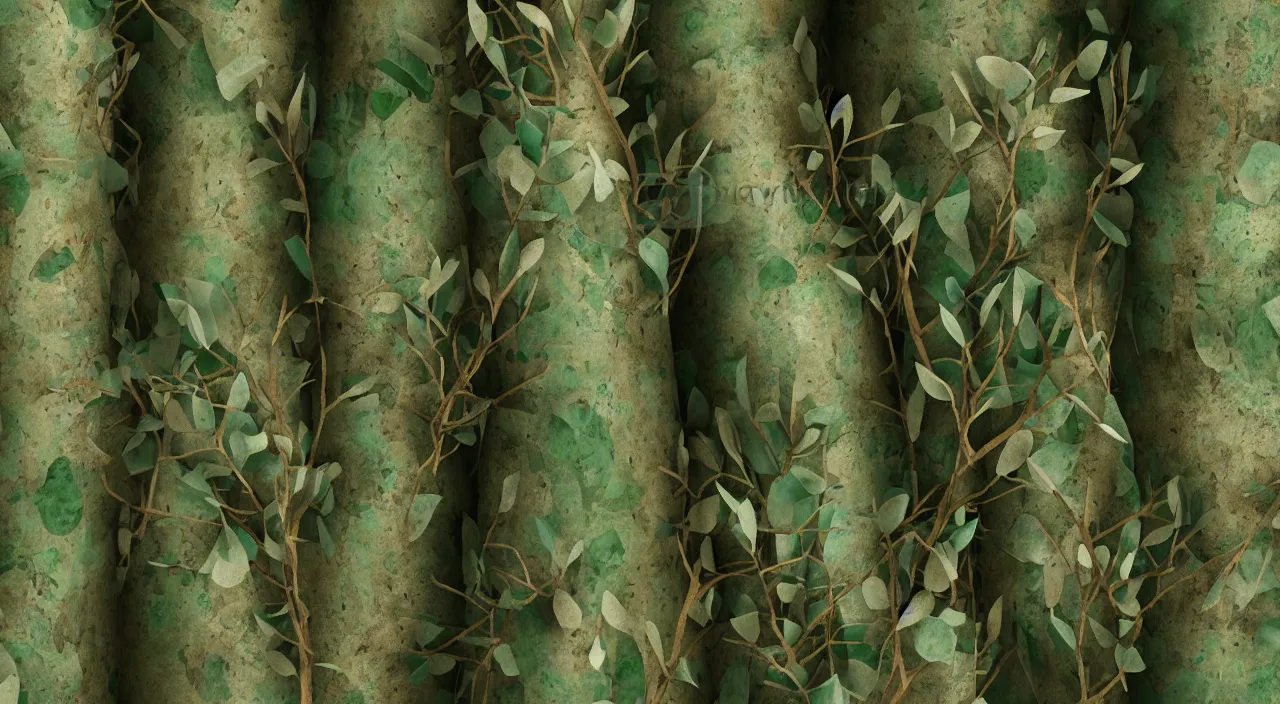 Prompt: a close up large ceramic still distilling eucalyptus into green oil, amphora, eucalyptus forest background, vat, alchemical still, 3 d render, atmospheric, dynamic lighting, close up