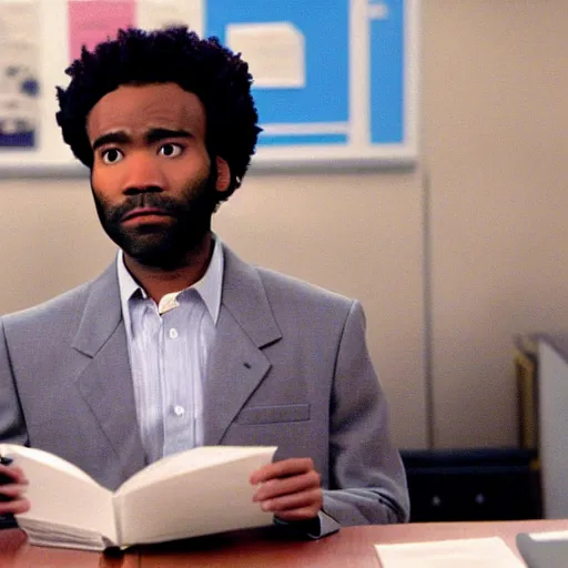 Image similar to a tv still of donald glover starring in the office ( 2 0 0 5 )