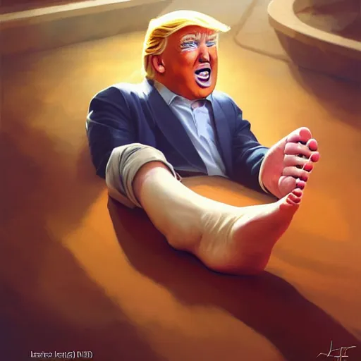 Prompt: donald trump licking feet, ben hur, loftis, cory behance hd by jesper ejsing, by rhads, makoto shinkai and lois van baarle, ilya kuvshinov, rossdraws global illumination