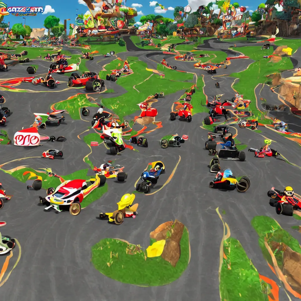 Image similar to kart racing game by nintendo crazy racetrack