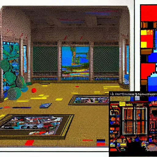 Image similar to the last virtual art museum in a 9 0's video game, made in 1 9 9 0, hyper detailed hd screenshot, in the style of a liminal space