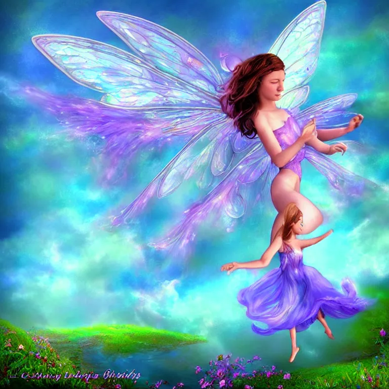 Prompt: fairy flyingin a fantasy world digital art