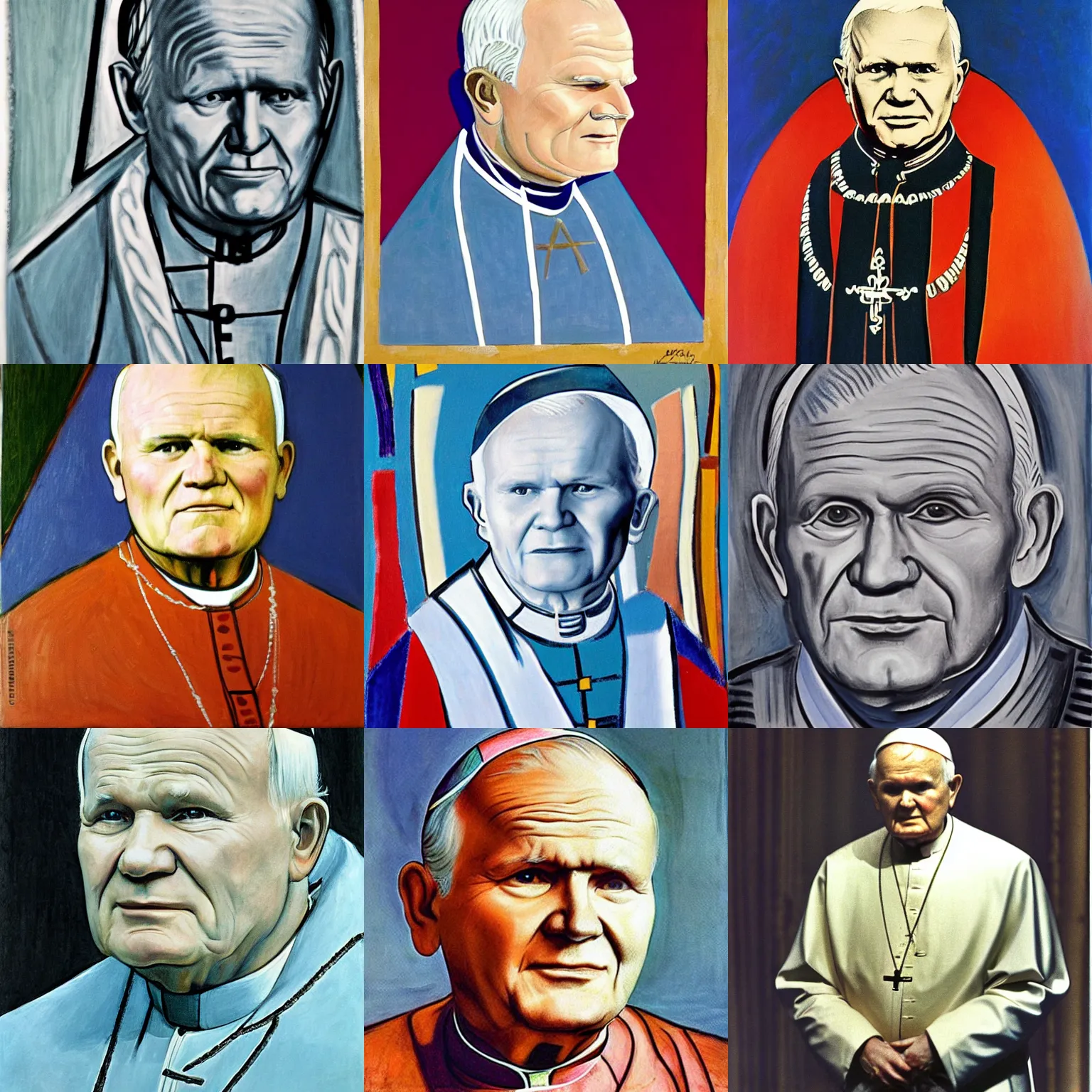 Prompt: John Paul II in style of Picasso