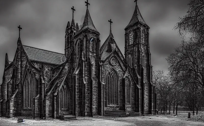 Image similar to a church. gothicpunk. gothic. architecture photography. 8K. detailed. photorealism. artstation. ultra realistic