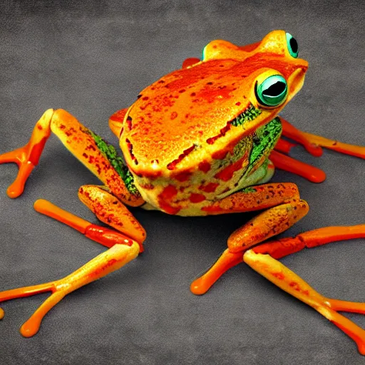 Image similar to a frog with crab legs, digital art