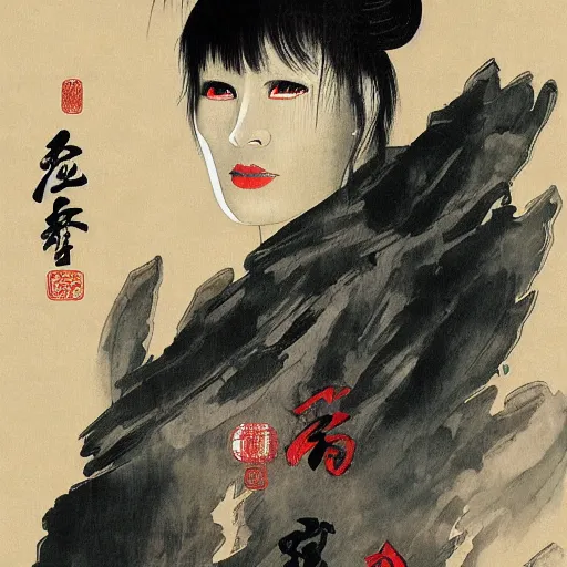 Prompt: blade runner, in the style of traditional chinese paintings