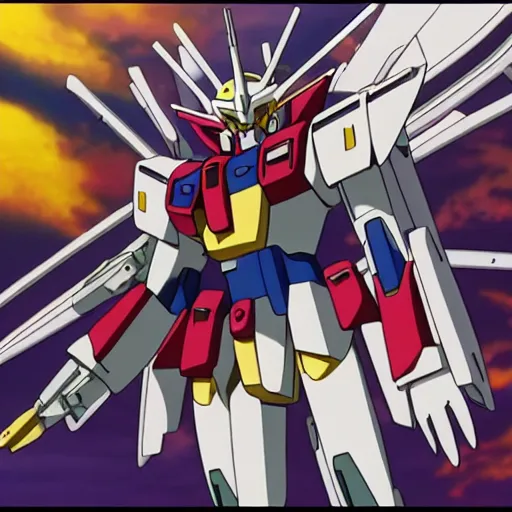 Prompt: a still frame of a gundam anime, animated by kyoto animation
