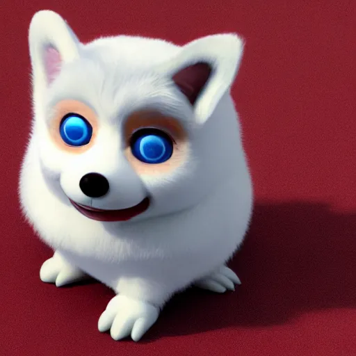 Image similar to high - quality detailed 3 d render of a corgi furby toy, realistic, cute