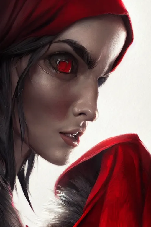 Image similar to thief red riding hood, d & d, fantasy, portrait, highly detailed, headshot, digital painting, trending on artstation, concept art, sharp focus, illustration, art by artgerm and greg rutkowski and magali villeneuve