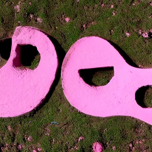 Prompt: three heads with a pink rounded nose,placed in a hole in the ground