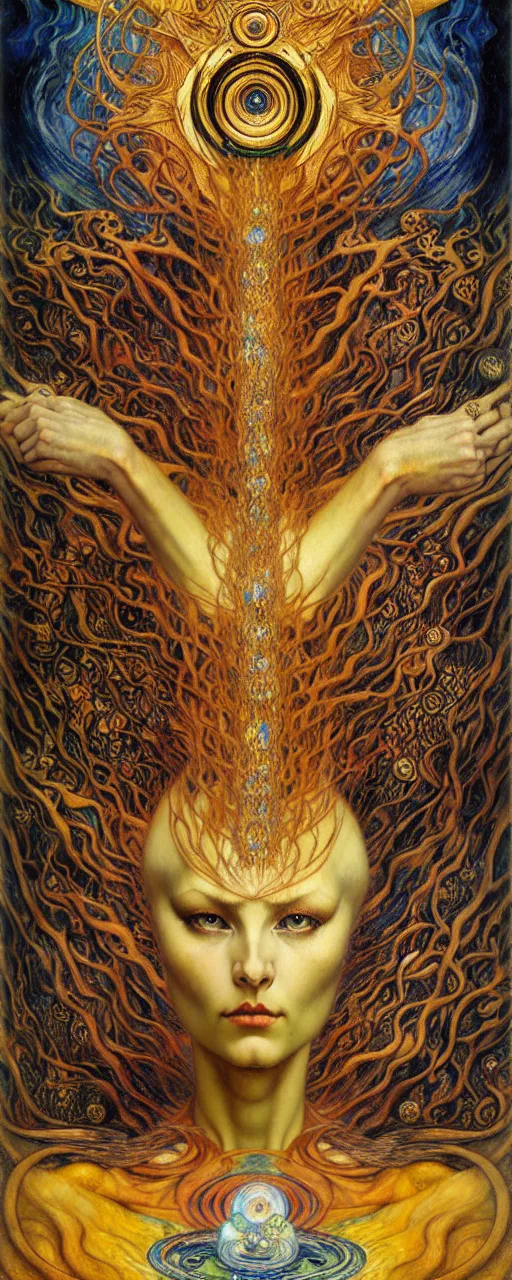 Image similar to Divine Chaos Engine by Karol Bak, Jean Delville, William Blake, Gustav Klimt, and Vincent Van Gogh, symbolist, visionary