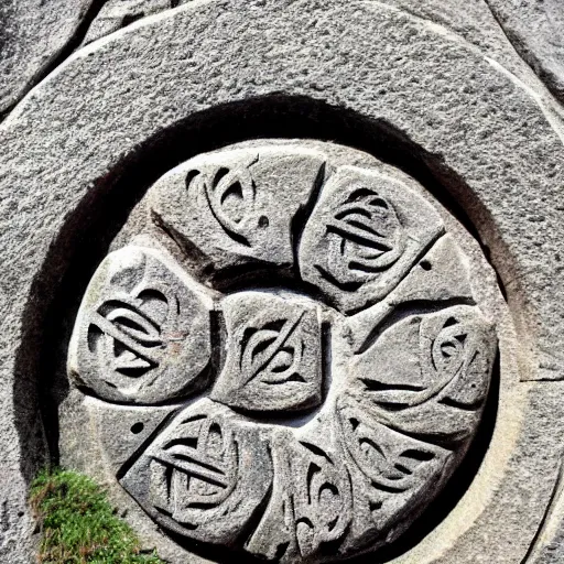 Image similar to ancient Irish, photo of stone carved with intricate runes