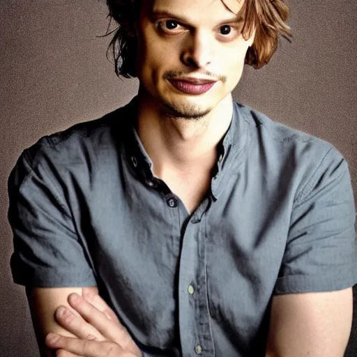 Prompt: a portrait photo of matthew gray gubler from criminal minds