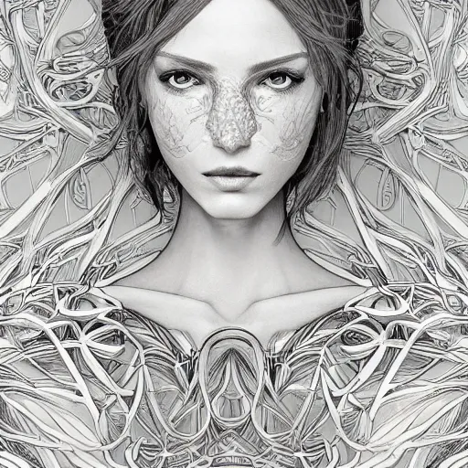 Image similar to the portrait of a ridiculously beautiful and elegant woman with a humongous nose, an ultrafine detailed illustration by james jean, final fantasy, intricate linework, bright colors, behance contest winner, vanitas, angular, altermodern, unreal engine 5 highly rendered, global illumination, radiant light, detailed and intricate environment