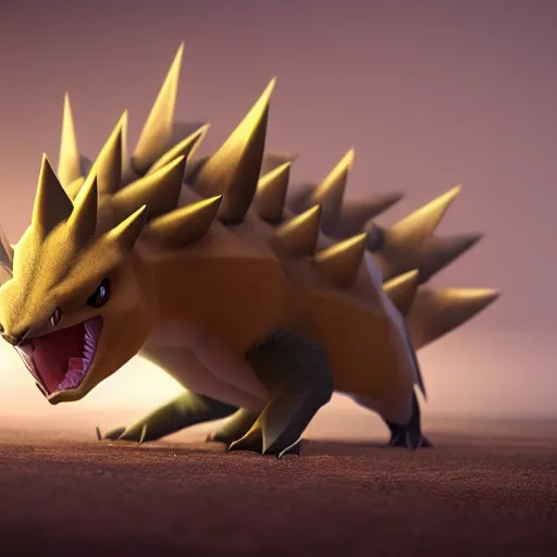 Image similar to photography of a realistic sandslash animal, ultra detailed, 8 k, cinematic lighting, natural background, trending on artstation, pokemon