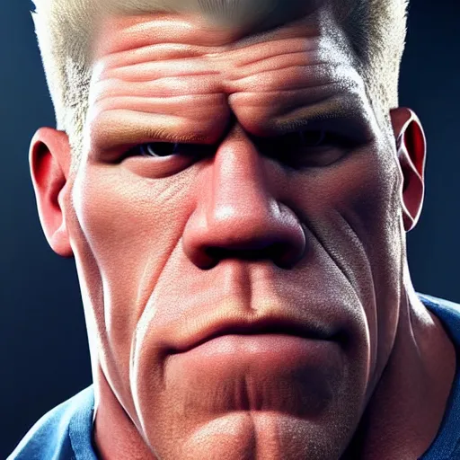 Image similar to john cena and ron perlman's lovechild realistic hyperrealistic 4 k resolution 8 k resolution highly detailed very detailed extremely detailed hd quality detailed face very detailed face extremely detailed face trending on artstation