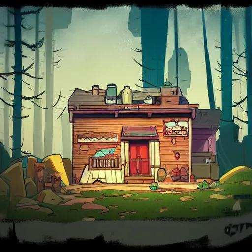 Image similar to the mystery shack in gravity falls by studio ghibli, trending on artstation,