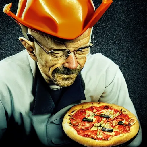 Prompt: pizza made of little walter white, unreal, render, splash, award winning photograph