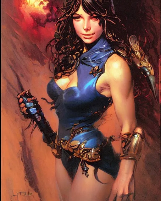 Image similar to a portrait of a cute fantasy girl by frank frazetta, larry elmore, jeff easley and ross tran