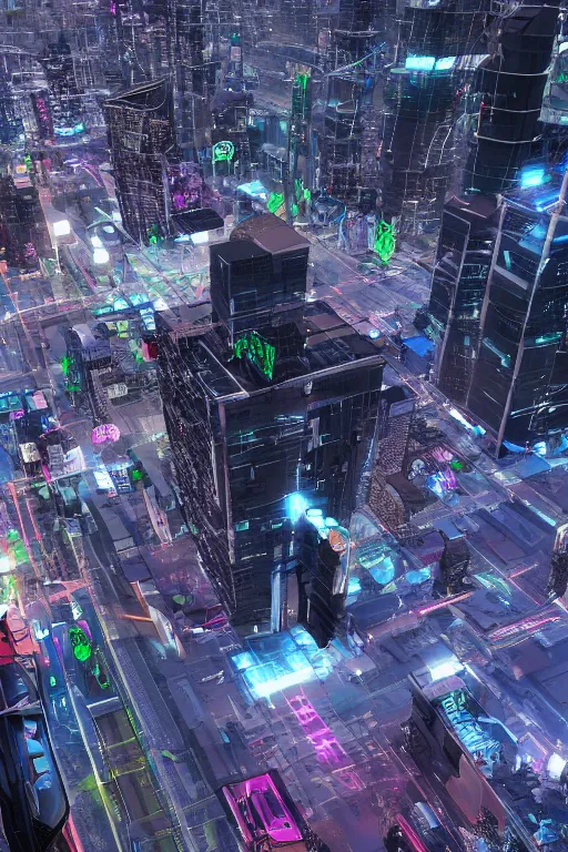 Image similar to a futuristic cyberpunk los angeles with flying traffic and mega structures