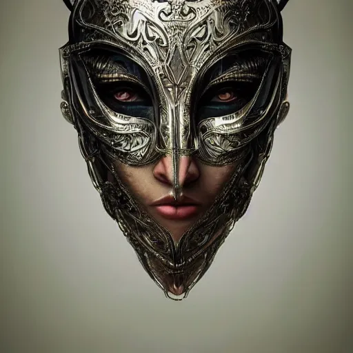 Image similar to Very very very very highly detailed epic photo of face with venetian mask, intricate, dystopian, sci-fi, extremely detailed, digital painting, artstation, concept art, smooth, sharp focus, illustration, intimidating lighting, incredible art by Artgerm