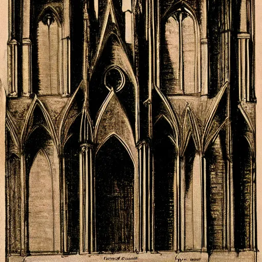 Image similar to design of a gothic cathedral by leonardo