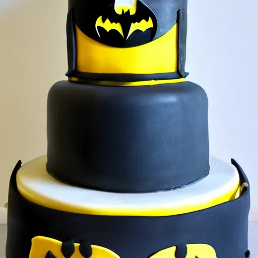 Prompt: a batman cake that says noah