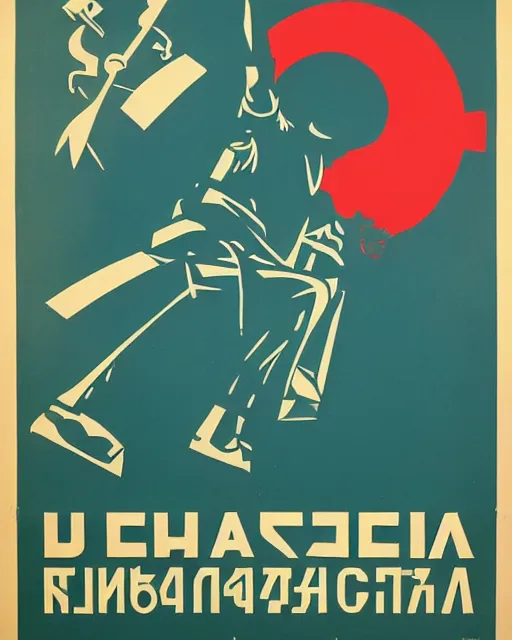 Image similar to a poster representing the collapse of ussr, retro, vintage, serigraphy, sovietic era,