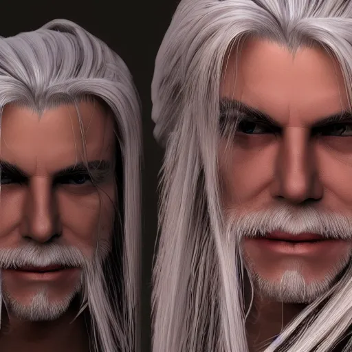 Image similar to sephiroth as mario, a computer rendering by h. r. giger, trending on zbrush central, neoplasticism, zbrush, reimagined by industrial light and magic, # vfxfriday