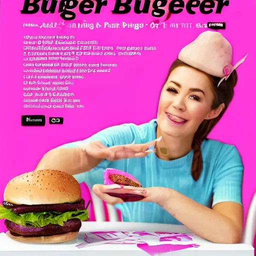Prompt: pink burger ad