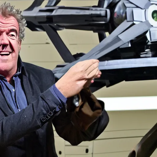 Prompt: Jeremy Clarkson reviewing a Tie Fighter, Star wars, Top Gear, 8k, high quality