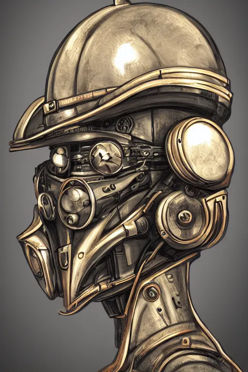 Image similar to steampunk helmet fantasy art mask robot ninja stylized digital illustration sharp focus, elegant intricate digital painting artstation concept art global illumination ray tracing advanced technology chaykin howard and campionpascale and cooke darwyn and davis jack