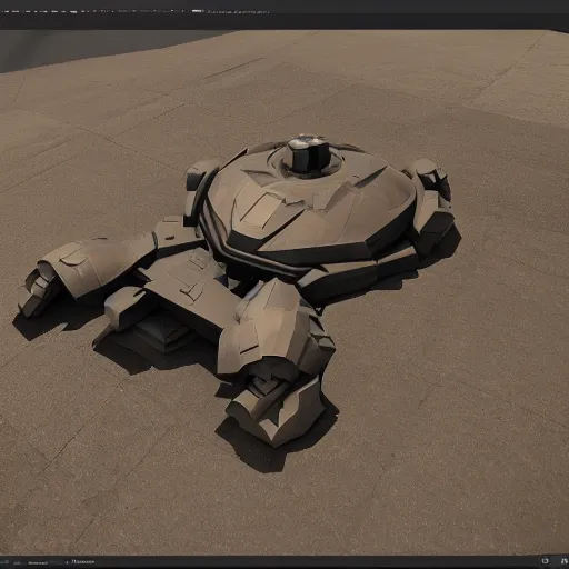 Image similar to hard surface, kitbashing component, based on realistic low poly convex shape, symmetric, unreal engine