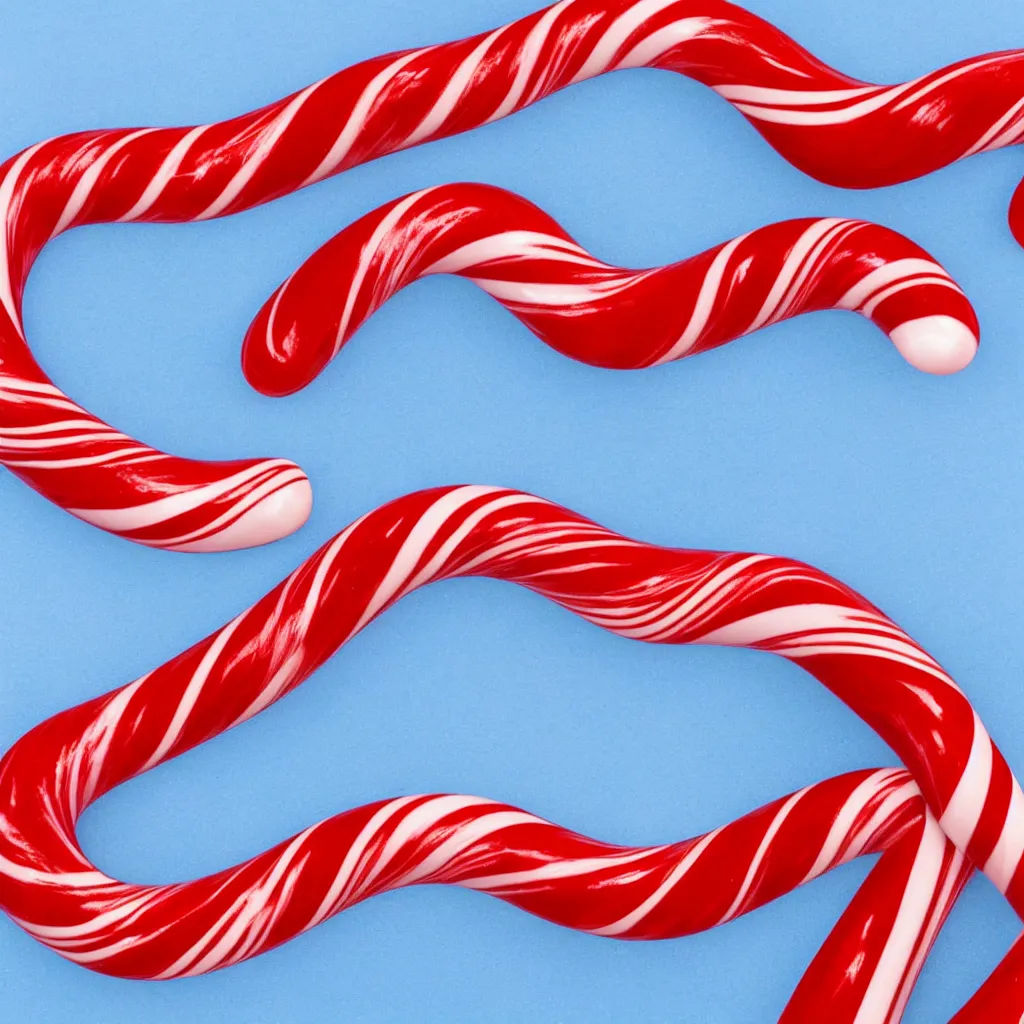 Image similar to close - up view of candy cane on light blue background, 8 k, high detail, photorealistic, proper shading