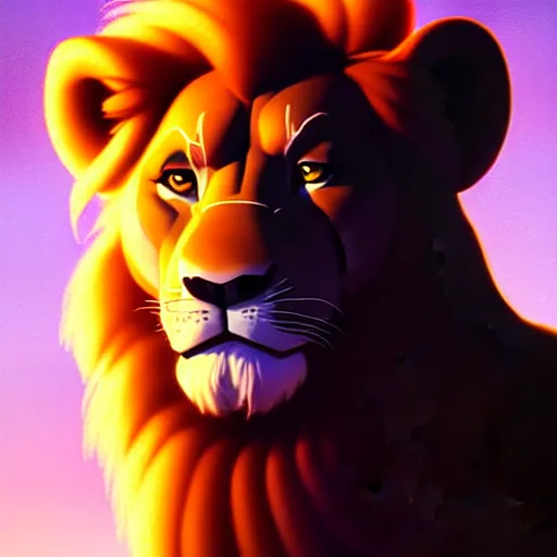 Image similar to ( ( ( portrait of lion king ) ) ) / doc brown!!!!!!!!!!, disney animation, sharp, illustration, sharp, fanart, anime key art by greg rutkowski, bloom, dramatic lighting sharp focus, cinematic, artbook, smooth, centered